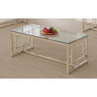 Coaster Furniture 703738 Rectangle Glass Top Coffee Table Nickel